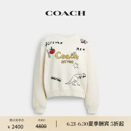 【新品】COACH/蔻驰女士棉质SKETCH印花圆领毛衣上衣图片