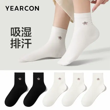 意尔康女袜运动休闲中筒袜透气吸汗春秋女士无骨袜子简约时尚商品大图