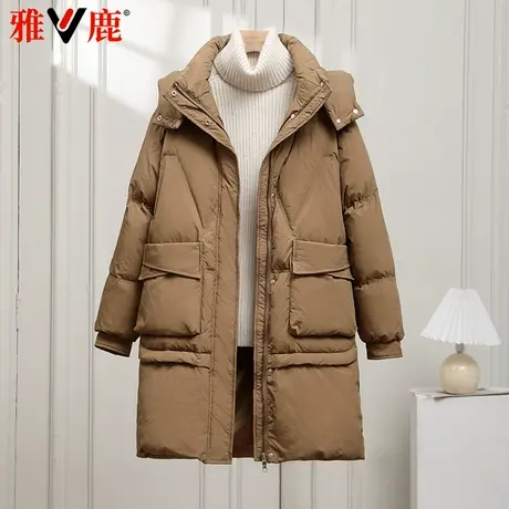 雅鹿正品特价2024冬季新款羽绒服女中长款北方加厚小个子连帽外套商品大图