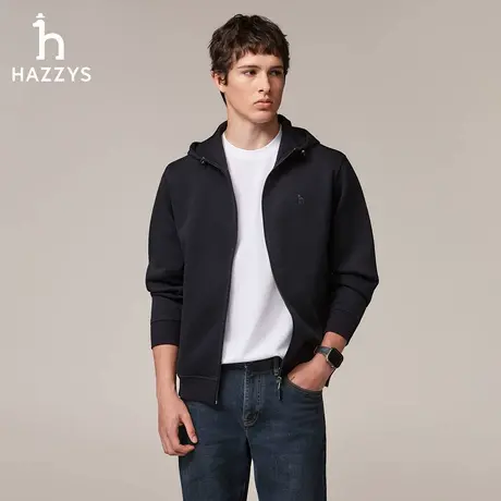 Hazzys哈吉斯男装秋季男士连帽针织外套男时尚休闲长袖卫衣男开衫图片