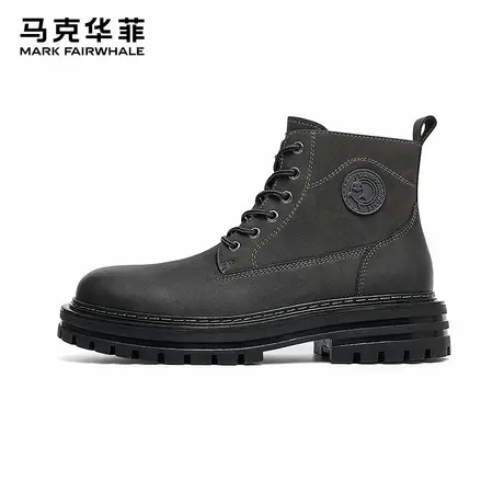 马克华菲马丁靴男2025新款高帮靴子男士真皮厚底耐磨户外工装皮靴商品大图