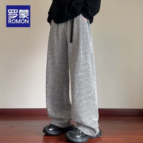 罗蒙美式复古裤子男士春秋季2025新款宽松直筒阔腿男生休闲长裤子商品大图