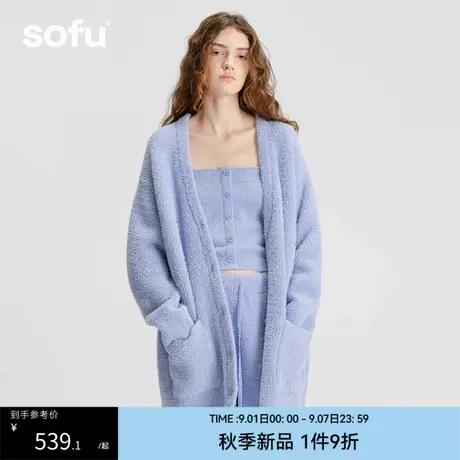 sofu长款家居服睡衣套装女秋冬季可外穿长袖开衫长裤居家服两件套商品大图