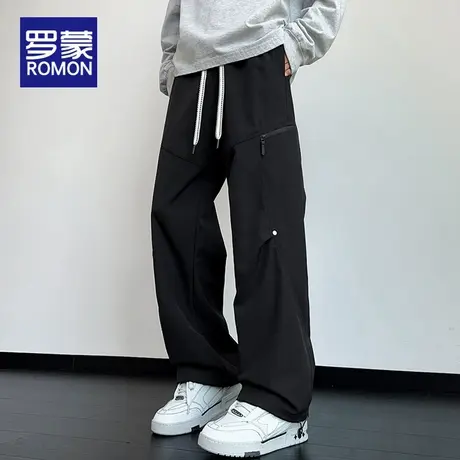 罗蒙美式工装裤男士春秋2025新款冲锋阔腿运动休闲长裤伞兵登山裤商品大图