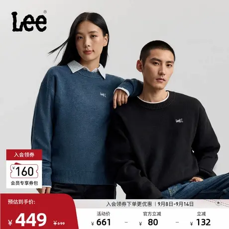 Lee25秋冬新品舒适版圆领刺绣小Logo男女同款毛衣潮LUT010831209商品大图