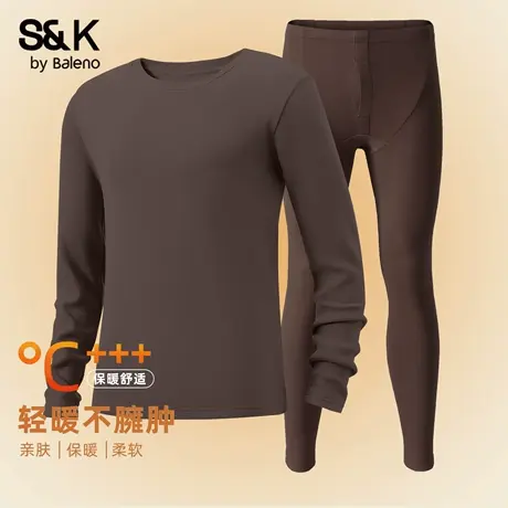 班尼路S&K加绒保暖秋衣两件套男2025冬季纯色内搭双面绒休闲套装商品大图