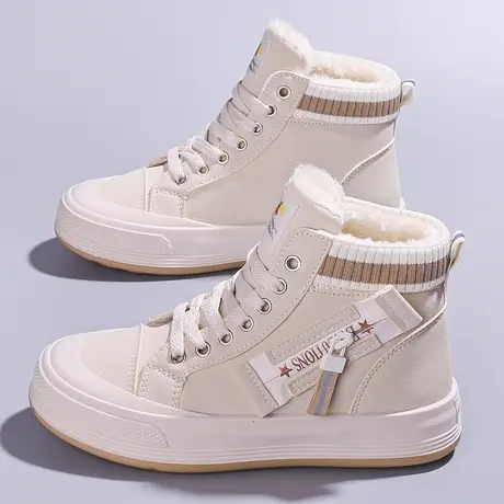 高帮雪地鞋女2023年冬季新款加绒加厚棉鞋学生厚底保暖休闲运动鞋商品大图