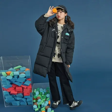 【清仓75折】黑色流行爆款长款羽绒服女冬中长款2022年新款小个子图片