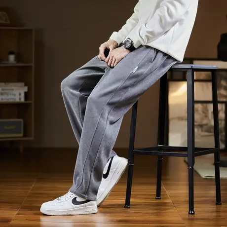 唐狮2023新款灯芯绒休闲裤运动裤男阔腿裤卫裤子男宽松潮牌11.17商品大图
