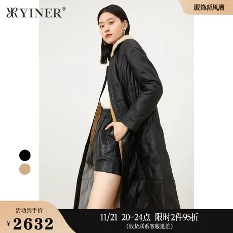 YINER音儿线上专选女装冬季长款水貂毛领真皮保暖白鸭绒羽绒服商品大图