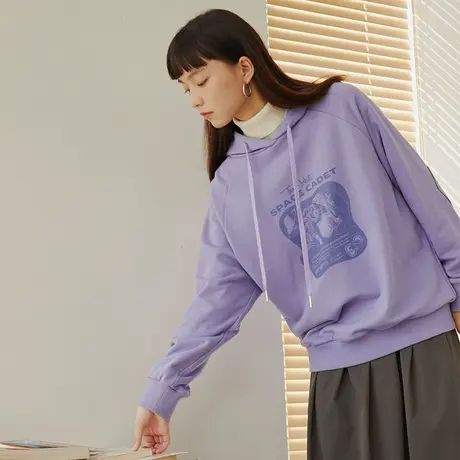 omont蛋挞家 连帽卫衣女2023新款宽松秋冬季ins潮长袖慵懒风上衣图片