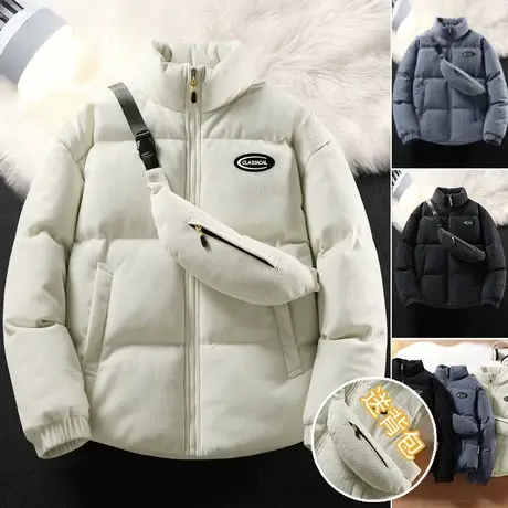 2023冬季新款棉衣男日系复古加厚灯芯绒棉服潮牌宽松贴标棉袄外套商品大图