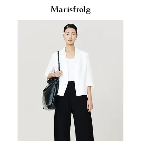 【意大利进口面料】玛丝菲尔2023年夏季新款白色高级感西装短外套商品大图