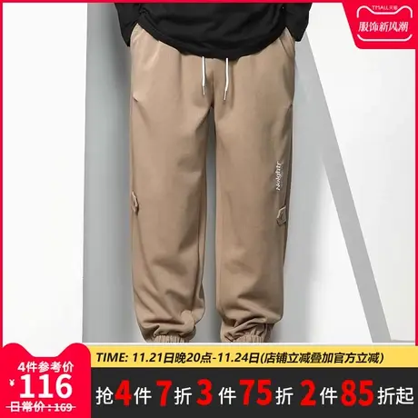 GxxH大码男装2023秋季男士新品潮牌宽松束脚卫裤运动休闲长裤商品大图