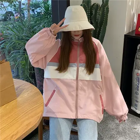 2023春夏盐系运动粉色薄款外套女春秋棒球服学生冲锋衣ins夹克潮商品大图