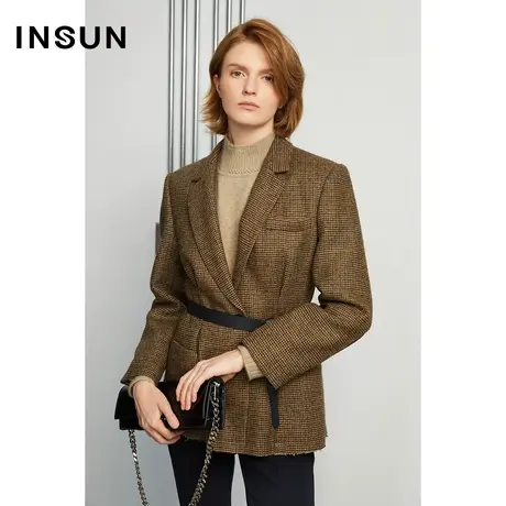 INSUN恩裳冬季羊毛挺括复古西装外套图片