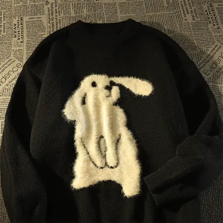 oversize毛衣女秋冬宽松韩版小个子高级感上衣日系复古慵懒风外套商品大图