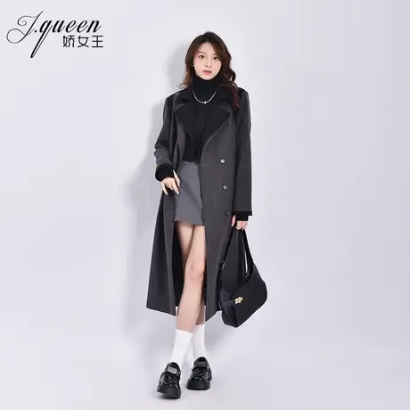 西装大衣女春秋季新款时尚高级设计感拼接领廓形中长款西服外套商品大图