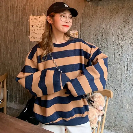 oversize卫衣女秋冬韩版潮宽松ins原宿bf慵懒风百搭加绒加厚外套商品大图