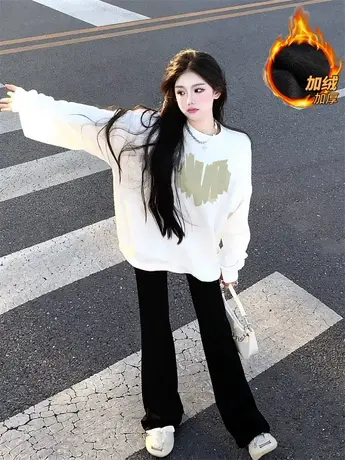 秋季美式复古卫衣女小个子2023新款爆款春秋圆领外套秋冬连帽上衣图片