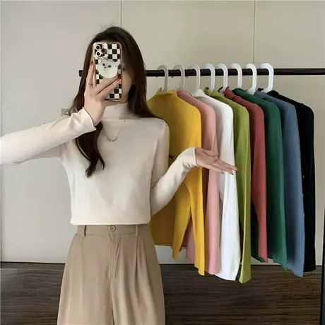 针织衫2024年短新款穿搭初秋冬季上衣女装毛衣早秋chic内搭打底衫商品大图