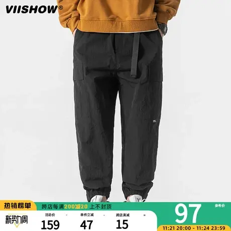 VIISHOW工装裤男春秋新款潮牌多口袋港风宽松复古休闲长裤子男商品大图