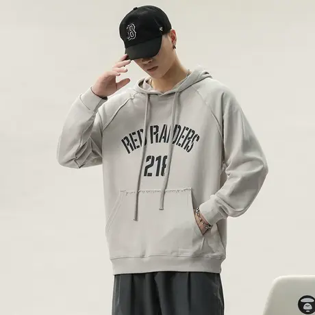 连帽时尚卫衣男字母数字印花百搭卫衣时尚港风高档时尚秋季男装图片