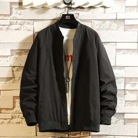 春秋季棒球领外套男潮牌潮流飞行员夹克胖子大码宽松夏天薄款褂子商品大图