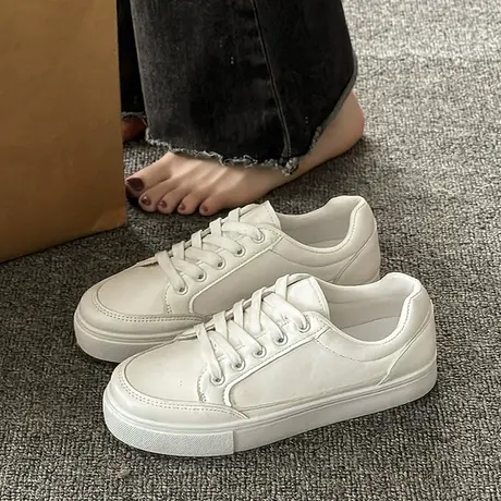 2023秋季新款低帮潮流百搭白鞋休闲潮鞋帆布板鞋小白男鞋运动布鞋商品大图