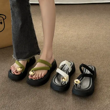 套趾拖鞋女夏季外穿2024新款厚底夹脚沙滩凉拖鞋夏天时尚爆款超火商品大图