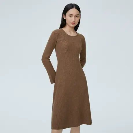 LANCY/朗姿秋季新款收腰羊绒连衣裙女高级通勤职业针织裙子女奥莱图片