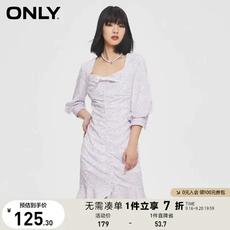 ONLY奥莱夏季荷叶边下摆设计碎花图案收腰连衣裙女图片