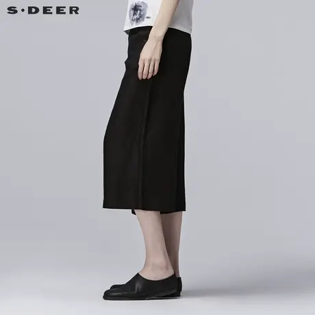 sdeer圣迪奥夏装新款女装垂坠阔腿七分休闲裤S17280823商品大图