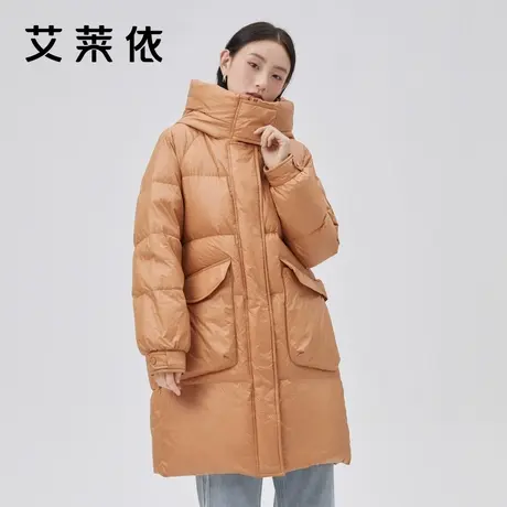 艾莱依冬季新款时尚气质鸭绒羽绒服女拼接设计感休闲保暖连帽外套商品大图