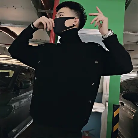 秋冬季加厚毛衣男高领排扣针织衫长袖打底衫2022新款男装内搭衣服图片