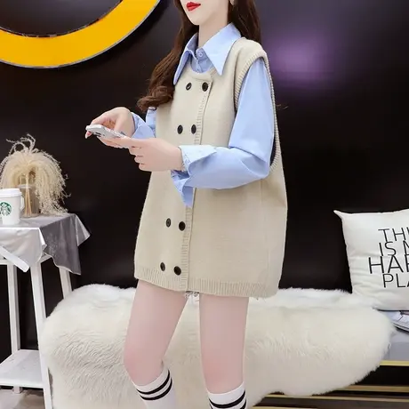 宽松休闲针织马甲外套女2024新款早春季时尚洋气减龄网红马夹背心图片