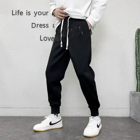 重磅春秋季字母卫裤2023新款美式复古休闲百搭潮流束脚哈伦裤九分商品大图