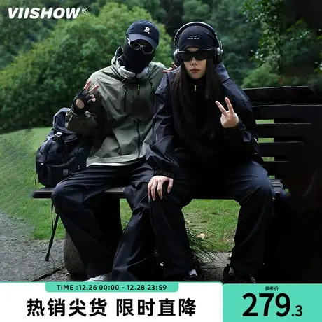 VIISHOW潮流学生痞帅夹克2024春新款黑武士美式机能男冲锋衣外套商品大图
