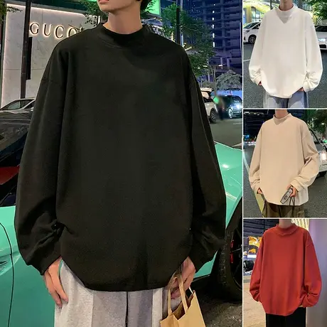 德绒打底衫男秋冬季重磅半高领长袖针织衫内搭cleanfit纯色上衣服图片