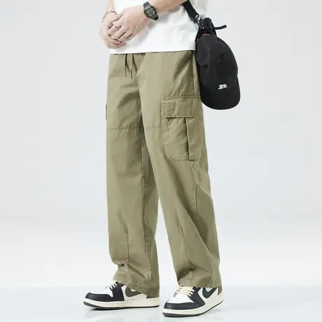 男士卡其色工装裤男宽松休闲裤直筒垂感痞帅高级感裤子2024年新款商品大图
