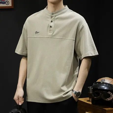 扣子POLO短袖t恤男士宽松大码潮牌夏季2024新款衣服男款男装体恤商品大图