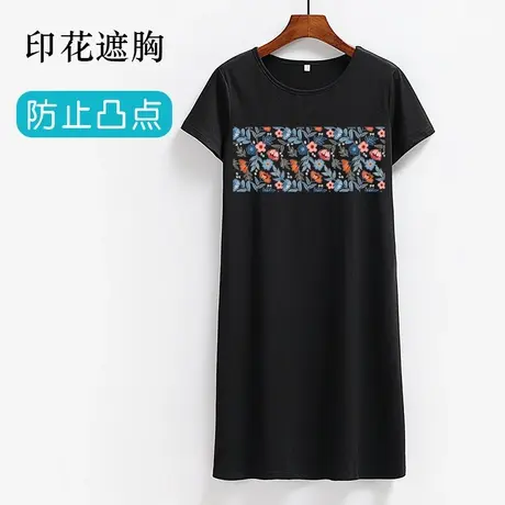 胸前印花防凸点短袖睡裙夏季女遮胸商品大图