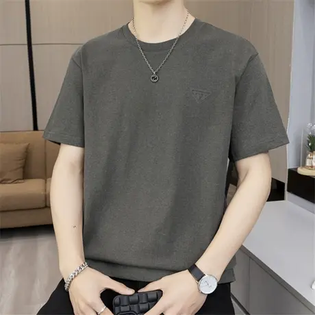2024夏季纯棉T恤男版韩款休闲潮流青春流行短袖透气亲肤吸湿柔软图片