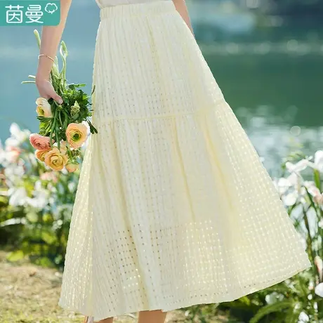 茵曼旗舰店官网正品高级感半身裙女2024夏季新款伞裙长裙超仙森系图片