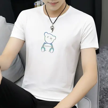 莫代尔小熊t恤男士短袖2023新款潮牌潮流夏季冰丝冰感上衣服半袖图片