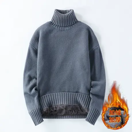 秋冬装12大童加绒加厚毛衣13男孩15岁高中初中学生潮流高领羊毛衫商品大图