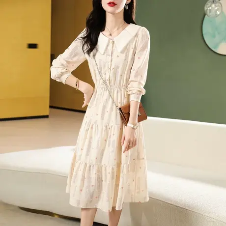 连衣裙女显瘦中长款2022新款春秋季气质韩版时尚洋气减龄收腰裙子图片