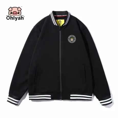 Ohlyah原宿风女外套bf潮棒球服加绒加厚卫衣黑色夹克学生班服定制商品大图