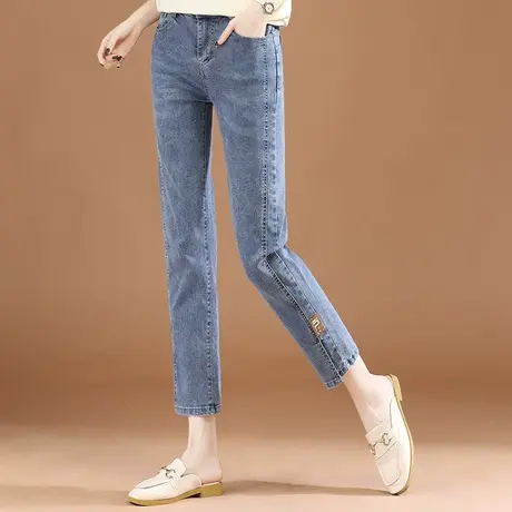 韩潮袭人宽松休闲牛仔裤女2023秋季新款修身显瘦百搭哈伦长裤子薄商品大图