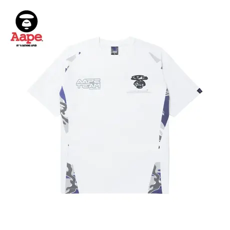 Aape旗舰店男装春夏迷彩拼接字母印花宽松薄款短袖T恤1339XXK商品大图